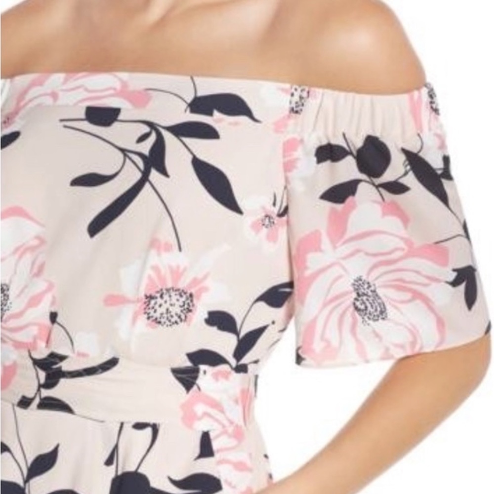 Eliza J Pink Floral Off Shoulder Sheath Dress Size 18